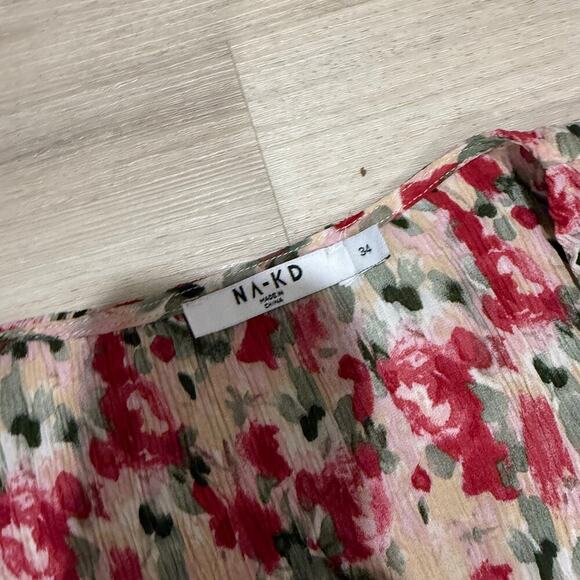 NA-KD Structured Overlap V Neck Maxi Dress Floral Print Long Sleeve Size 34 XS - Picture 10 of 12